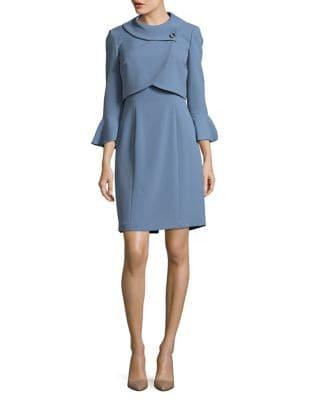 Tahari Arthur S. Levine Plus Two-piece Ruffle-sleeve Dress Suit