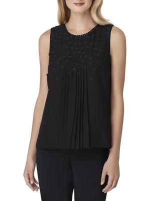 Tahari Arthur S. Levine Petite Petite Sleeveless Floral Pleated Blouse