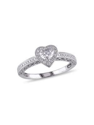 Sonatina 14k White Gold & Diamond Heart Halo Engagement Ring