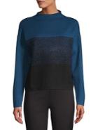 Anne Klein Mockneck Colorblock Sweater