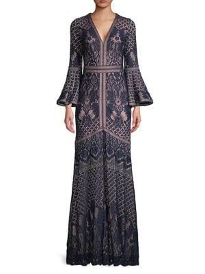 Tadashi Shoji Bell Sleeve Lace Gown
