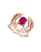 Effy Final Call 0.39tcw Diamonds, Natural Mozambique Ruby And 14k Rose Gold Ring