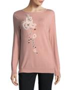 Ivanka Trump Embroidered Floral Sweater