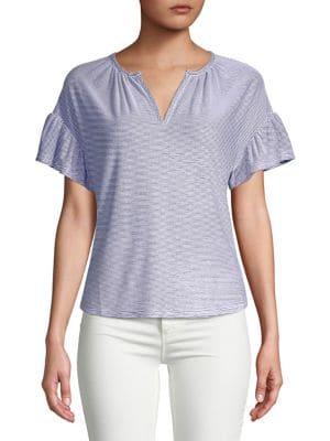 Highline Collective Striped Flounce Sleeve Top