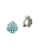 Nina Portugal Turquoise Opal & White Crystal Clip Earrings