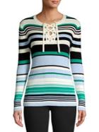 Jones New York Lace Up Stripe Tunic