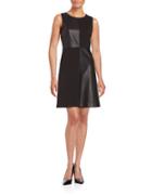 Tommy Hilfiger Faux Leather-accented A-line Dress