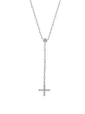 Effy Novelty 14k White Gold And Diamond Cross Necklace
