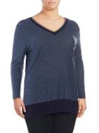Vince Camuto Plus Woven Hem V-neck Top