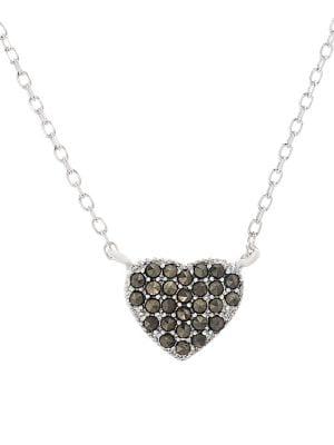 Lord & Taylor Sterling Silver & Crystal Heart Pendant Necklace