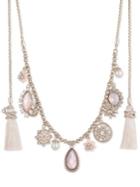 Marchesa Faux Pearl And Crystal Tassel Charm Necklace