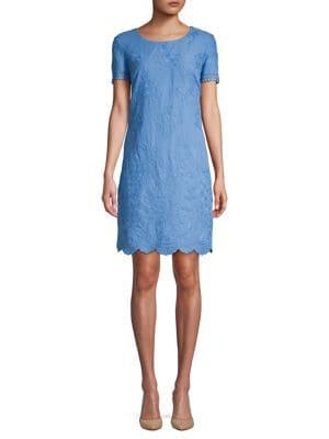 Karl Lagerfeld Paris Scalloped Eyelet Cotton Dress