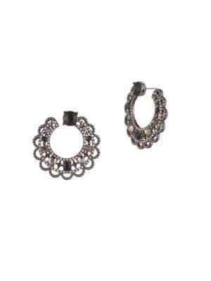 Marchesa Jet & Crystal Swirl Hoop Earrings