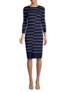 Gabby Skye Asymmetrical Striped Sweater Dress