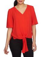 Chaus Short Sleeve Tie-front Blouse