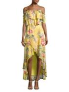 Bb Dakota Floral Ruffle Cold-shoulder Maxi Dress