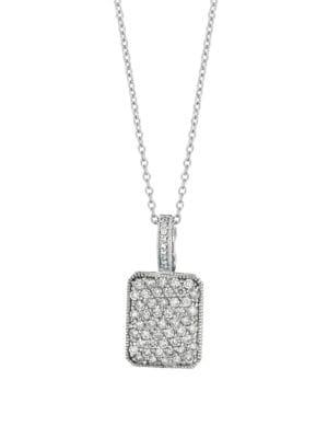 Morris & David 14k White Gold & Diamond Square Pendant Necklace - 1.63 Tcw