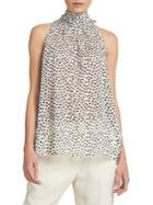 Donna Karan Polka-dot High-neck Blouse
