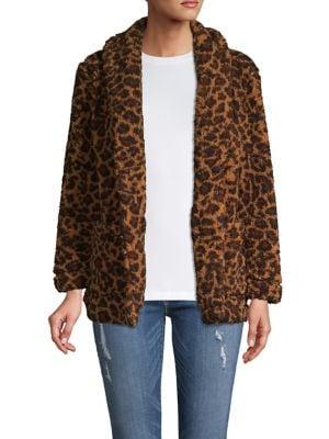 Lord & Taylor Petite Leopard-print Faux Shearling Shawl Jacket