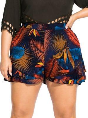 City Chic Plus Bay Islands Printed Shorts