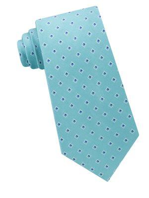 Michael Kors Neat Square Pattern Woven Silk Tie