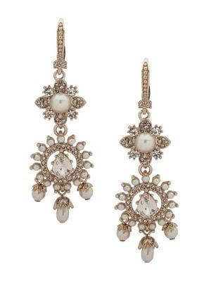 Marchesa Goldtone, Faux Pearl And Crystal Shaky Drop Earrings