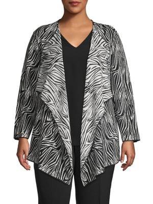 Kasper Plus Animal Printed Draped Cardigan
