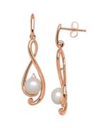 Lord & Taylor 6mm Freshwater Pearl And Diamond 14k Rose Gold Drop Earrings