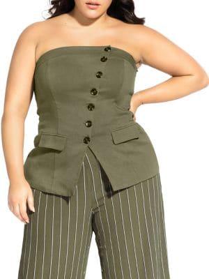 City Chic Plus Buttoned Corset Top