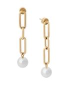 Michael Kors Fashion White Round Glass Pearls, Crystal And Stainless Steel Earrings