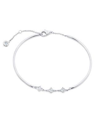 Crislu Ellipse Crystal, Platinum And Sterling Silver Brilliant Accented Bracelet