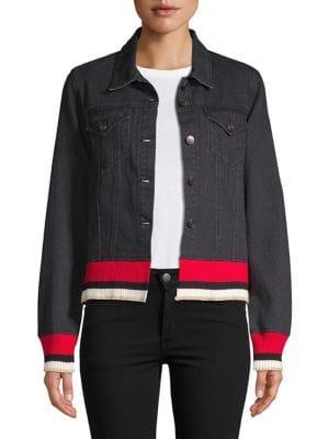 Design Lab Striped Denim Jacket