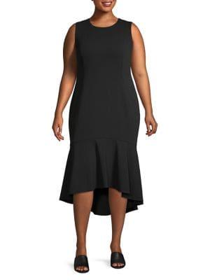 Calvin Klein Plus Sleeveless Flounce Hem Midi Dress