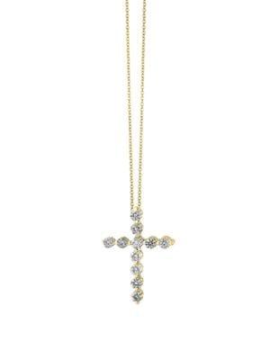 Effy D'oro 14k Gold Diamond Cross Pendant Necklace
