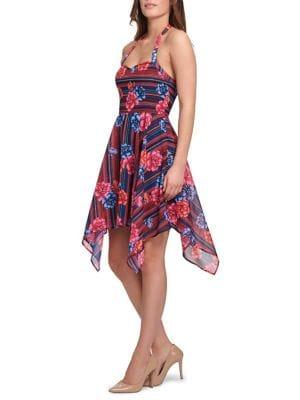 Guess Floral Halter Fit-and-flare Dress