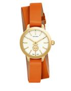 Tory Burch Collins Goldtone & Leather Double-wrap Strap Watch/orange