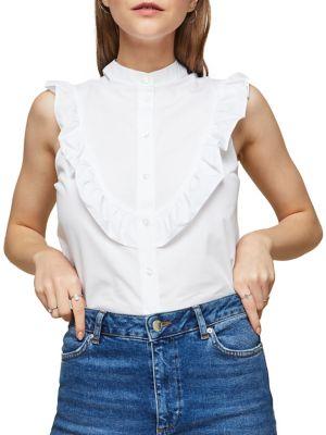 Miss Selfridge Grandad Frilled Button-down Shirt