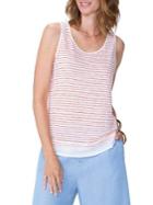 Nydj Stripe Contrast-hem Linen Tank