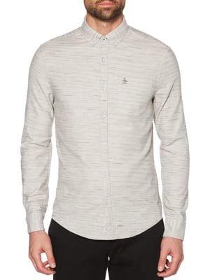 Original Penguin Heathered Twill Slim-fit Button-down Shirt
