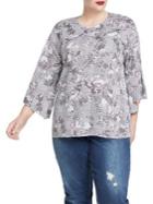 Rachel Rachel Roy Plus Floral Plaid Bell-sleeve Top