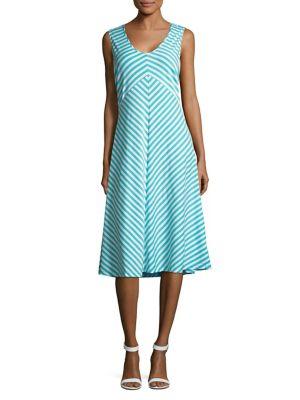 Jones New York Stripe Twisted A-line Dress