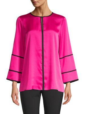 Donna Karan Long Bell Sleeve Satin Blouse