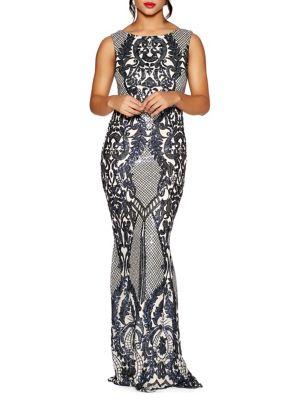 Quiz Sequin Mesh Fishtail Maxi Dress