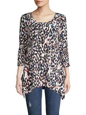 Context Animal Print Quarter-sleeve Top