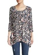 Context Animal Print Quarter-sleeve Top