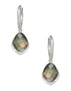 Nadri Black Mother-of-pearl And Sterling Silver Oval Drop Earrings