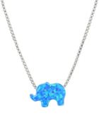 Lord & Taylor Blue Opal & Sterling Silver Elephant Pendant Necklace