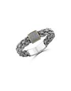 Effy 0.039 Tcw Diamond And 18k Yellow Gold And Sterling Silver Braided Bracelet
