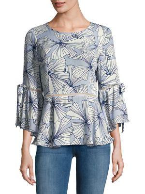 Ivanka Trump Printed Bell-sleeve Top