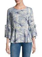 Ivanka Trump Printed Bell-sleeve Top